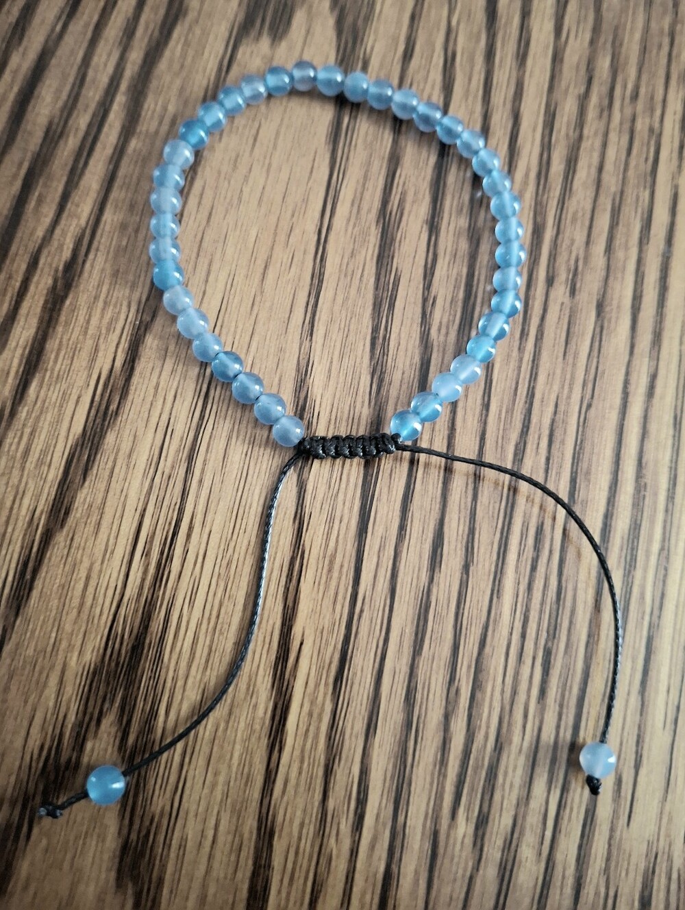 Blue Agate Gemstones Beaded Adjustable Bracelet